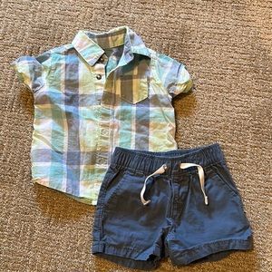 Plaid shirt and shorts set